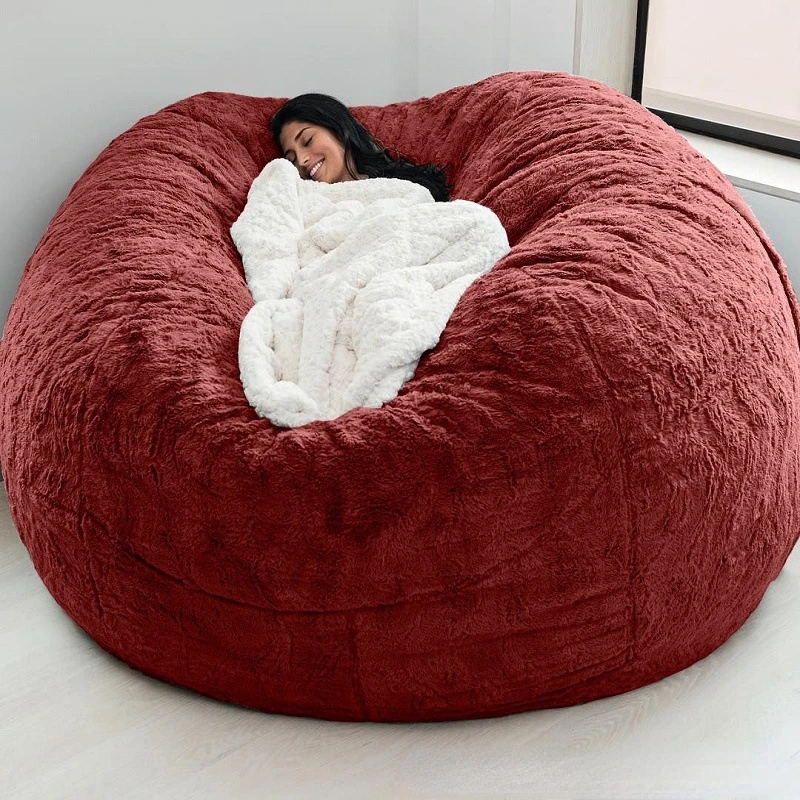 Dropshipping New Giant Sofa Cover Soft Comfortable Fluffy Fur Bean Bag Bed Storage Bean Bag Recliner Cushion Cover Factory Shop