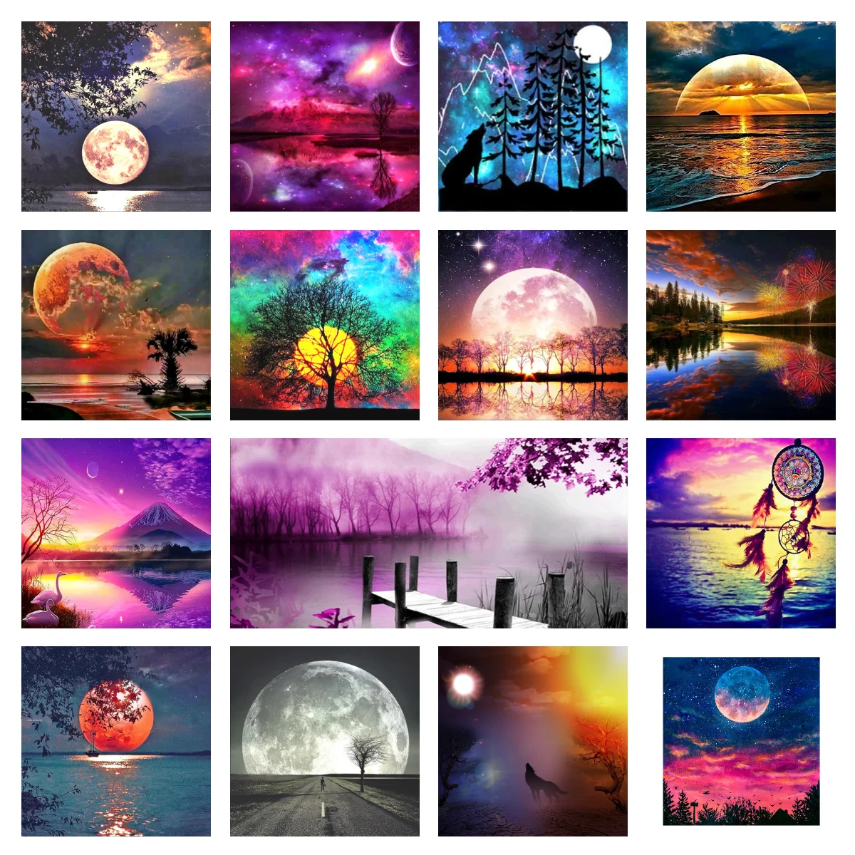 

5D DIY Diamond Painting Moon Tree Full Round Diamond Embroidery Landscape Cross Stitch Mosaic Home Wall Art Decoration Crafts