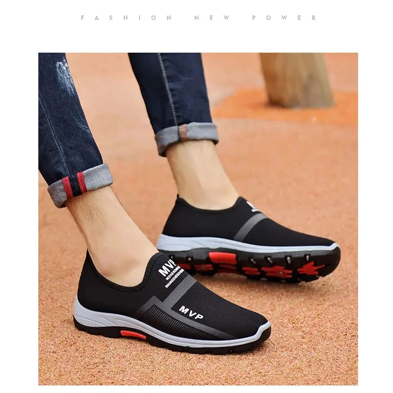 Mens Walking Shoes Casual Flats Anti-skidding Breathable Sports Loafers Slip-on Men Sneakers 38-46