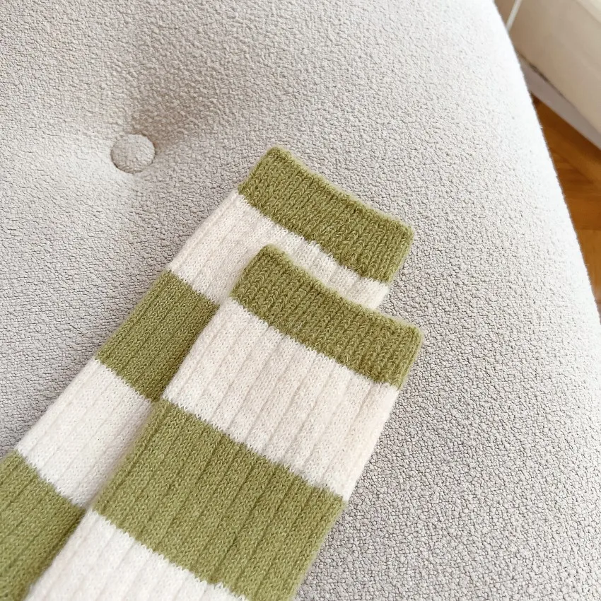 New Wool Cotton Sleeping Women's Sock Set High Quality Thermal Socks Girls Fashion Winter Warm Thick Striped Socks