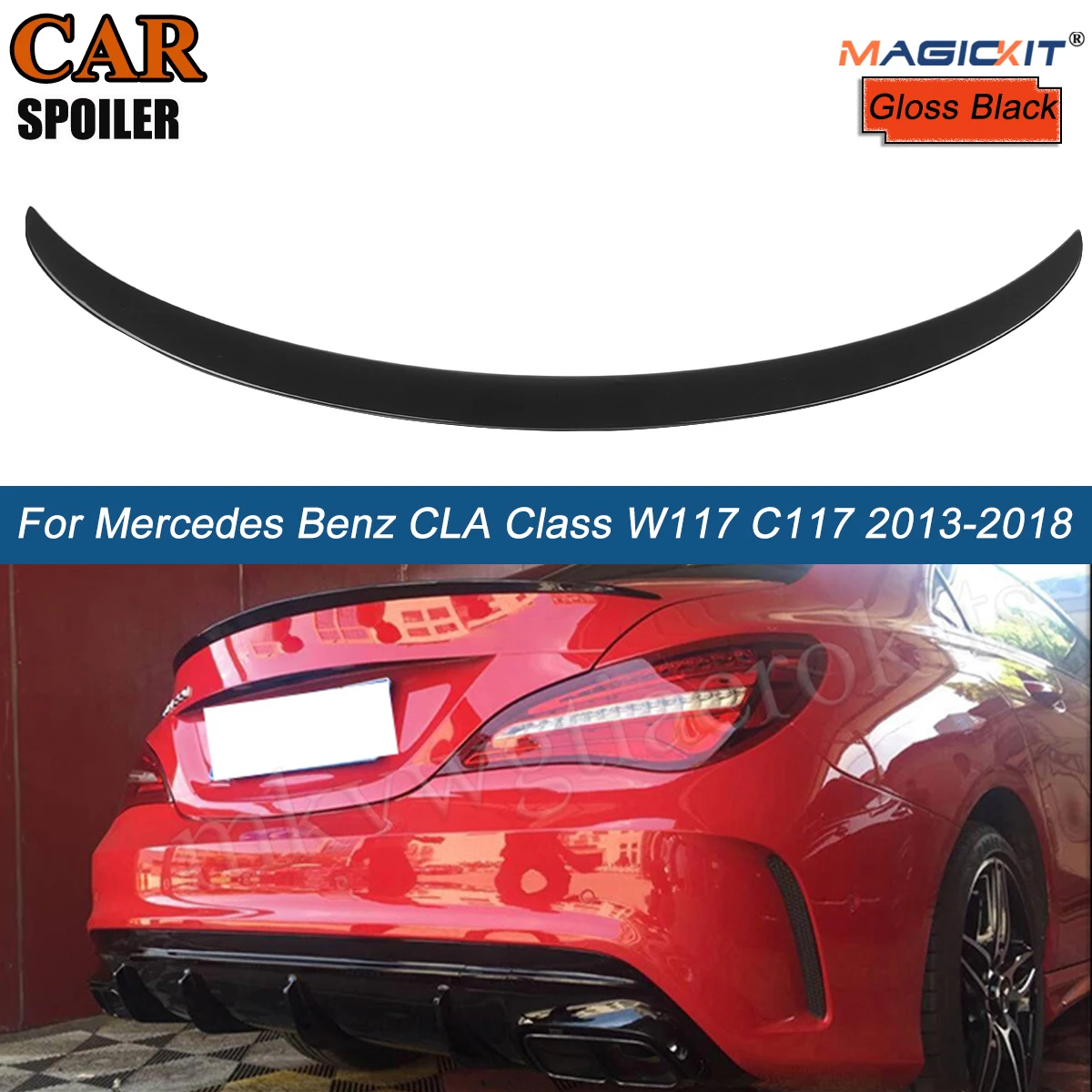 

Universal Rear Roof Spoiler For Mercedes Benz CLA Class W117 C117 2013-2018 AMG Style Wing Trunk Back Lip