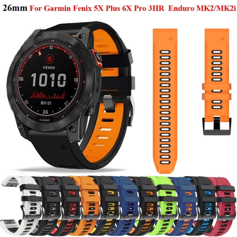 

Quick Fit Silicone Watchbands 26mm For Garmin Fenix 7X/6X Pro/ 5X Plus/3 HR/Enduro/Descent MK1 Mk2 Mk2i Smart Watch Band Straps
