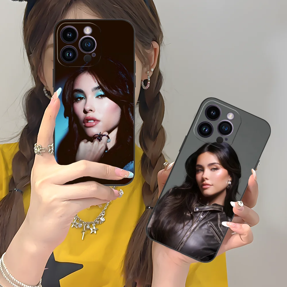 Чехол для телефона Madison Beer iPhone 16 15 14 13 12 11 X XR XS 8 7 Pro Max Plus мини-черный чехол смартфона