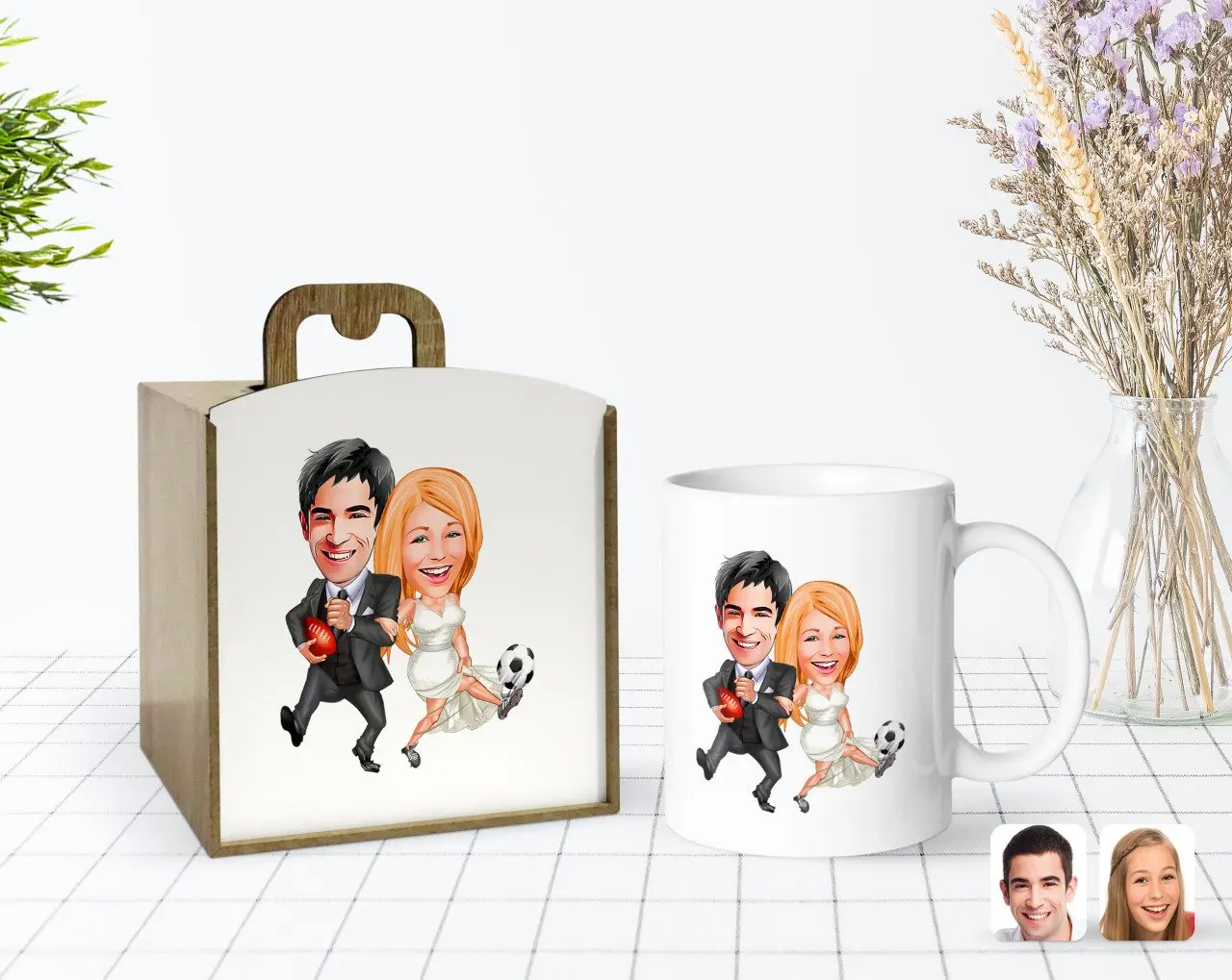 

Tailor-made In Wooden Box Valentine Caricature Of White Mug Bardak-15