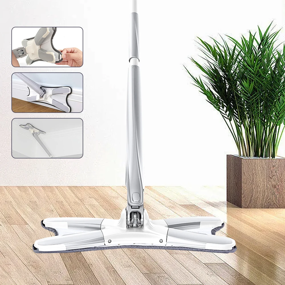 

X-Type Flat Mop Belt Replacement Cloth Head 360 Degree Extrusion Hand Washing Free Portable Lazy Mop Household Cleaning Tool
