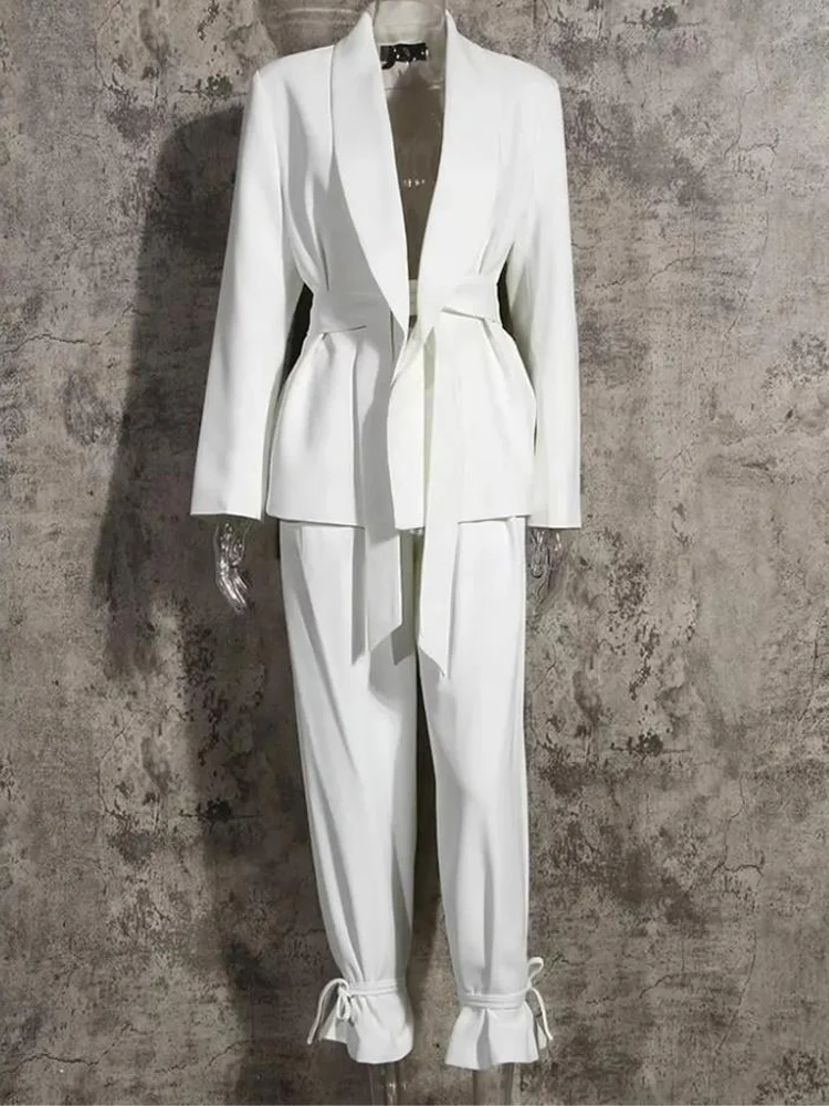 Belt Set Woman 2 Pieces Leggings Elegant Woman Pants and Blouse Sets of Two Pieces for Elegant Women Blazer Suits Women's