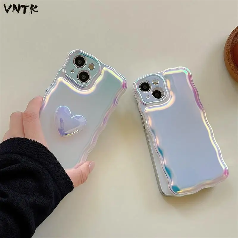 

Fashion Shiny Laser Three-dimensional Love Female Soft Phone Case For Iphone 11 12 13 Pro Max X Xs Full Lens Protection Cover