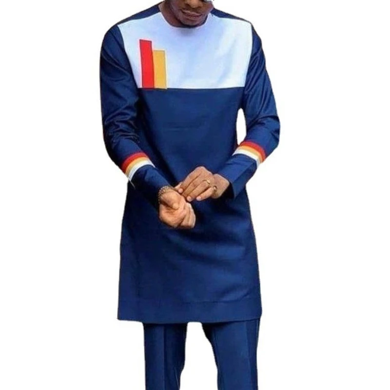 Ramadan Eid Muslim Fashion Men Suit Kaftan Middle East Arabia Dubai Abaya Islamic Clothing Two Piece Sets De Moda Musulmana 2022