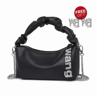 new solid womens handbag for female leather hobo bag letter crossbody bags pu zipper chain shoulder bags top handle womens bag