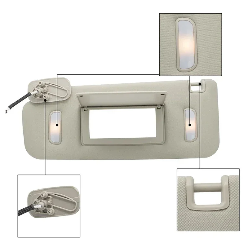 Автомобильный солнцезащитный козырек серый левый/правый боковой с зеркалом для