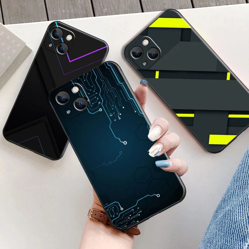 

Geometric Patterns For Apple iPhone 13 12 11 Pro 12 13 Mini X XR XS Max SE 5 6 6s 7 8 Plus Phone Case Carcasa Soft Black Back