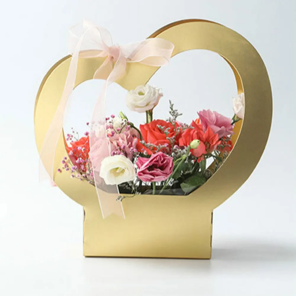 

Love Flower Basket Heart Shaped Hollow Valentines Day Box Flower Gift Packaging Boxes Paper Sweet Wedding Decorative Boxes