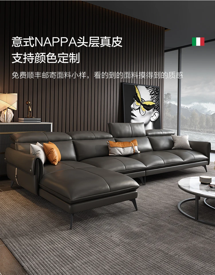 

minimalist modern leather sofa Italian minimalist leather sofa Nordic living room corner leather sofa
