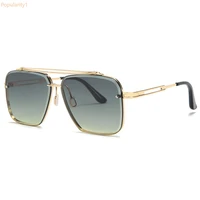 2022 new fashion double bridge cut edge metal luxury classic gradient lens men sunglasses men retro brand design sunglasses