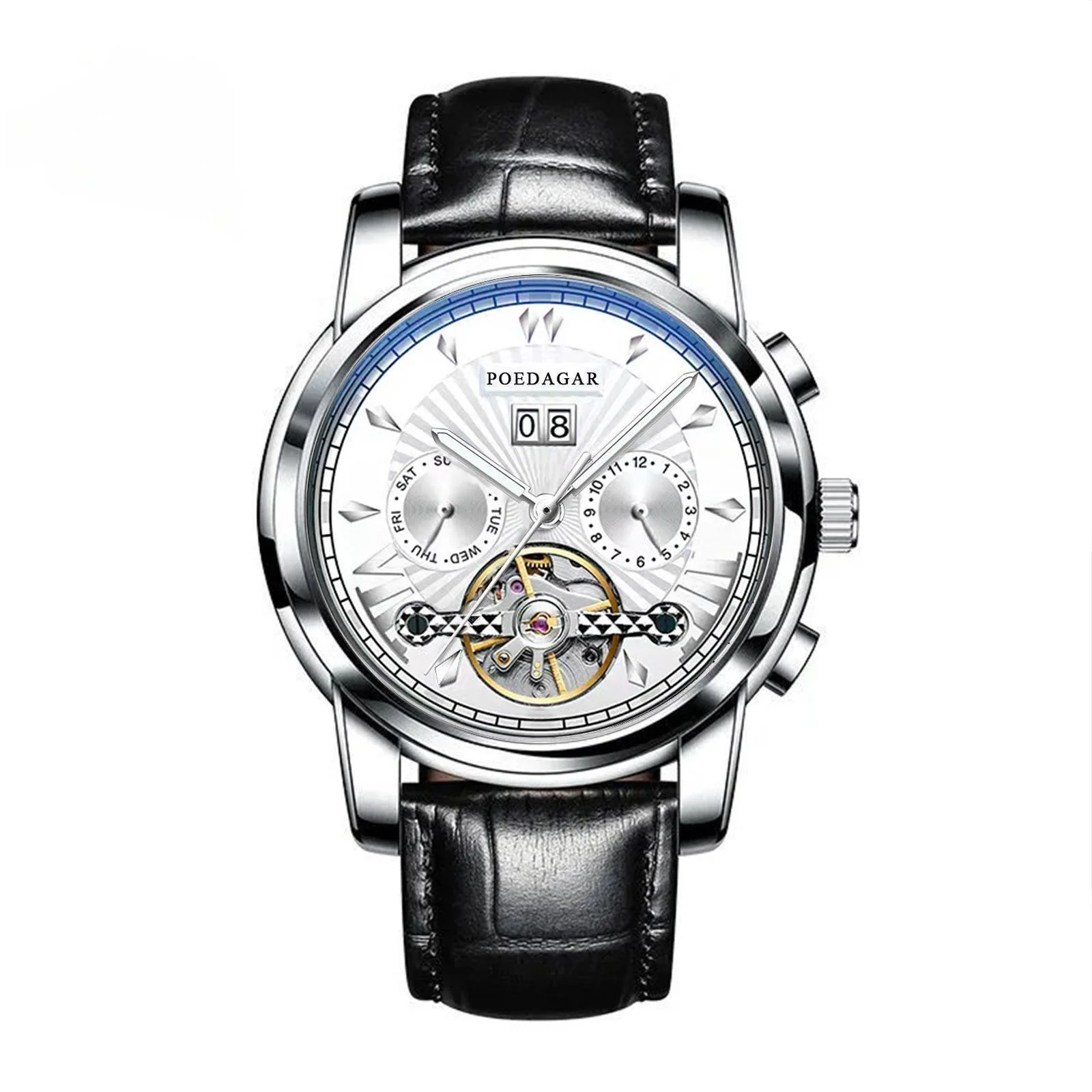 

Многофункциональные полностью автоматические механические часы для мужчин со стальным ремешком светящиеся модные роскошные деловые мужские часы