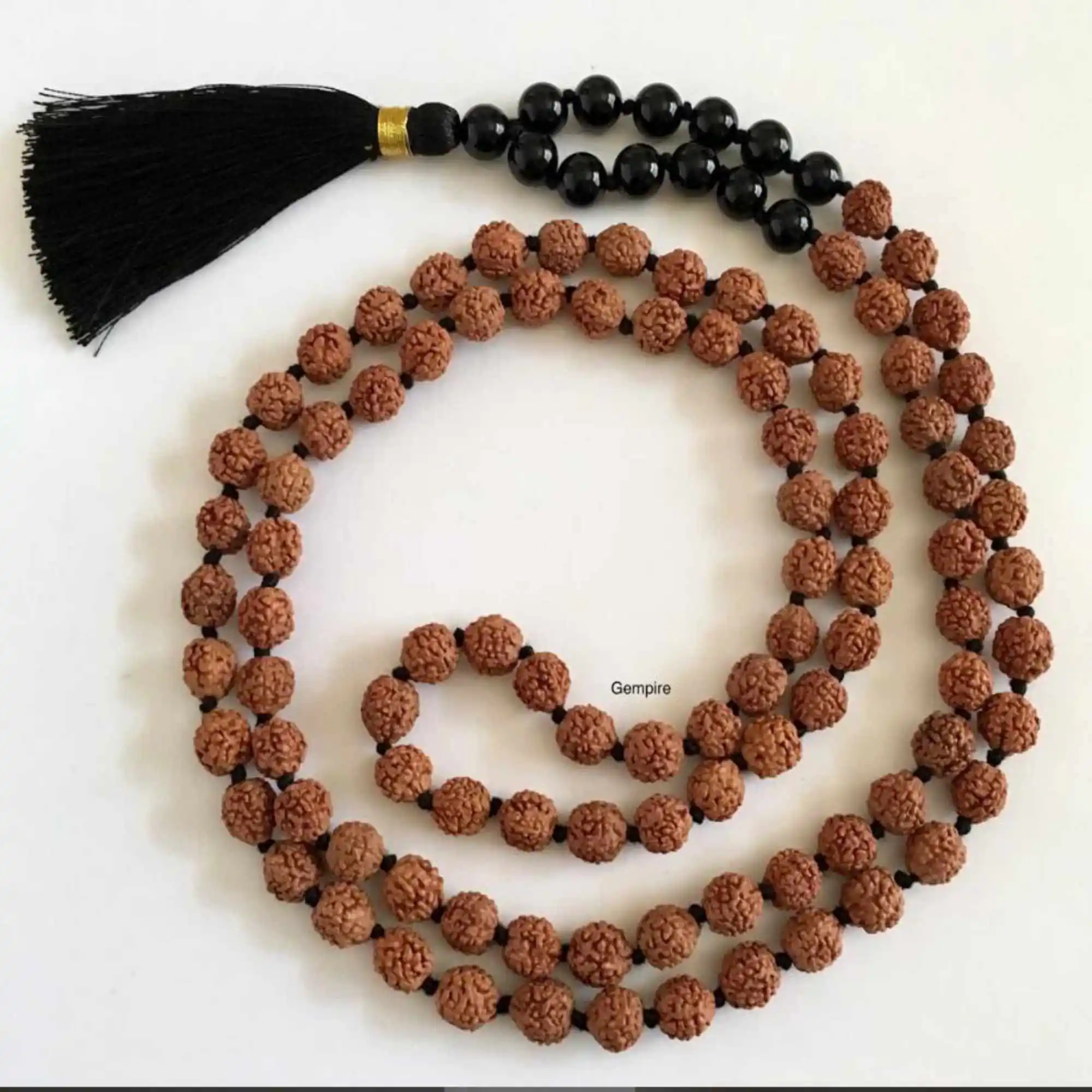 

8mm Natural knot Rudraksha black agate gemstone beads necklace Blessing Bless Calming Energy Chakra Souvenir Inspiration