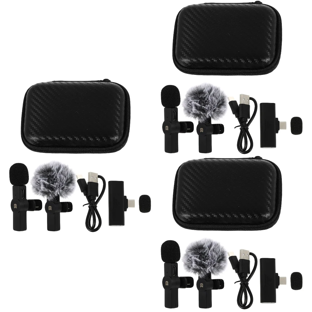 3pcs Wireless Lavalier Microphone Clip-on Mic for Interview Recording Live Stream enlarge