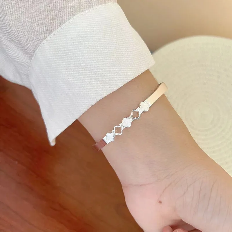 Чистое серебро 9 99 миллионов цветочных трубок серебряный браслет женский