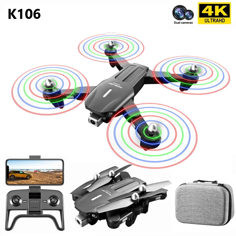 2022 K106 Drone 4K HD Dual Camera Optical Flow Positioning Visual Obstacle Avoidance LED Light Photography UAV RC Quadcopter
