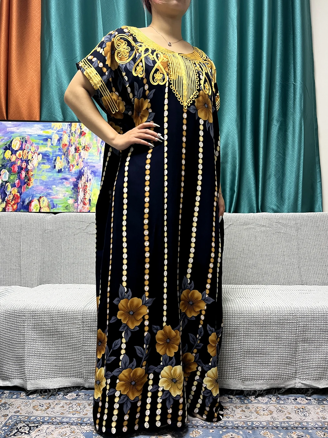 Женское Хлопковое платье с цветочным принтом 2023 x см