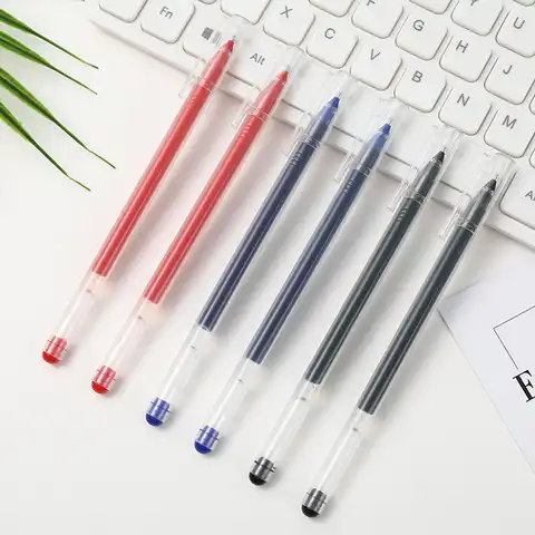 Женская гелевая ручка большой емкости, черная, синяя, красная, 0,5 мм, чернила, школьные канцелярские принадлежности