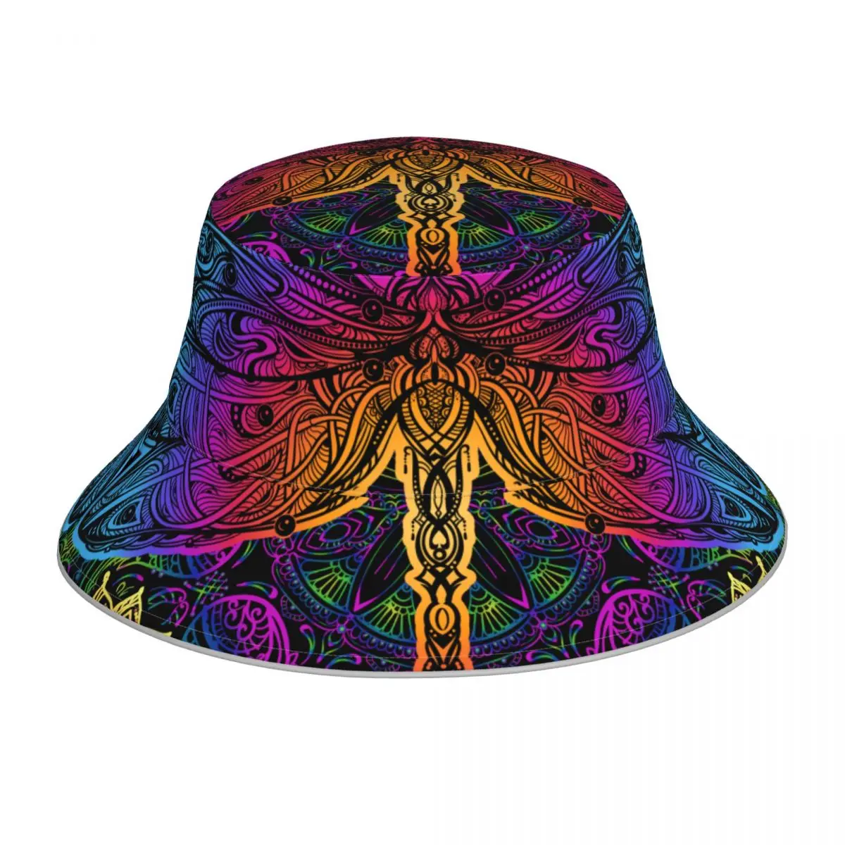 

New Fisherman's Hat Unisex Fashion 1472182202-Paisley And Dragonfly Bob Cap Windproof outdoor Reflective Bucket Hat