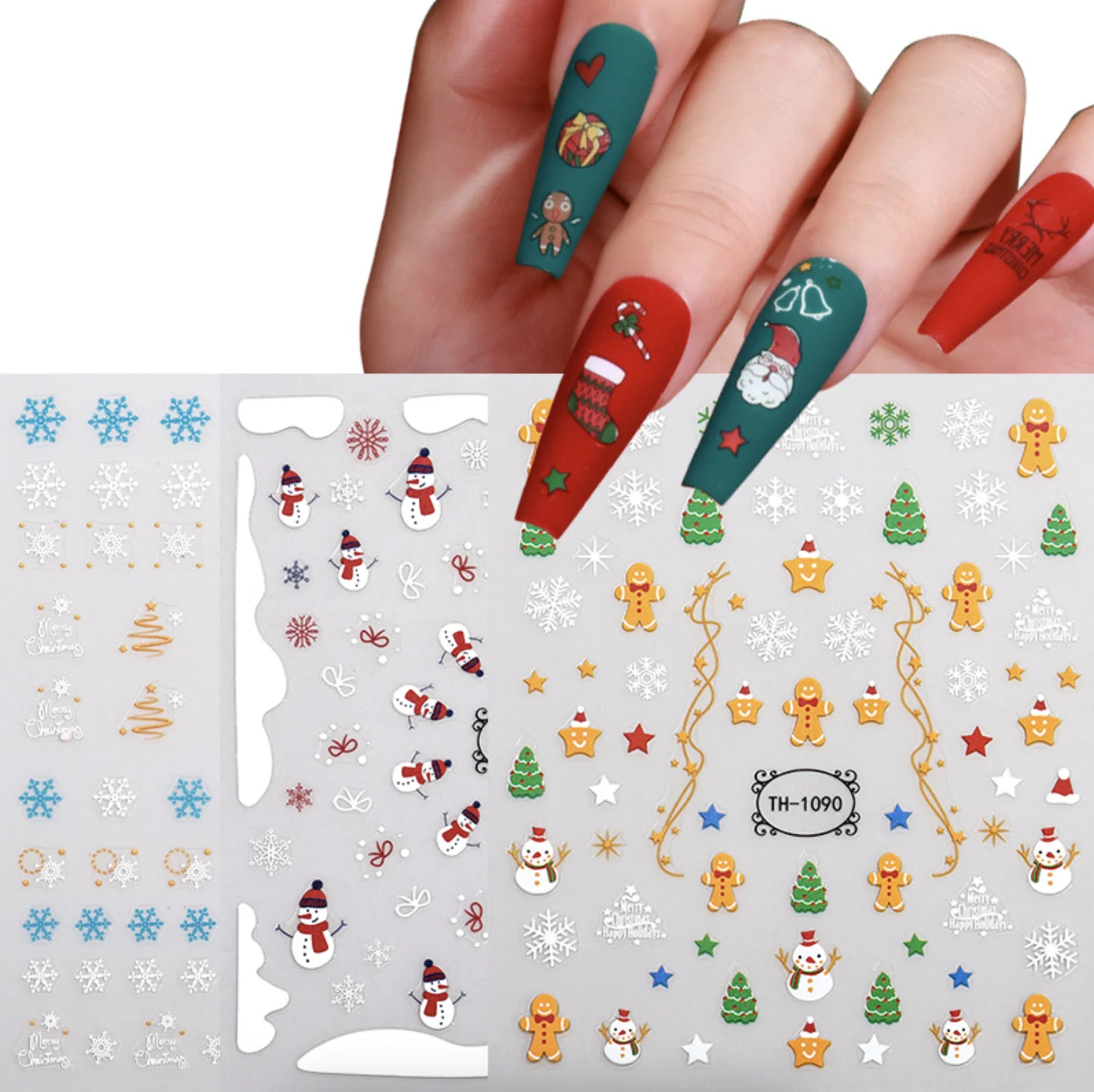 

New In 1Sheet Snowflake Manicure Christmas Stickers 3D Nail Art Decal Decoration Press On Nails Nail Parts Foil Nail Art Deco