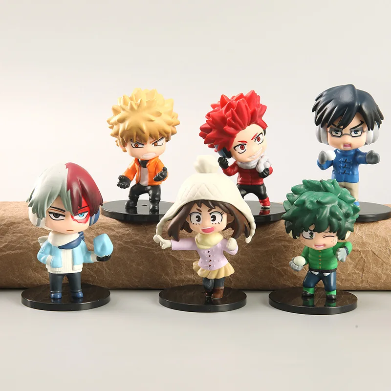 

6pcs/set 7cm My Hero Academia Figure Toys Decorations for Dolls Midoriya Izuku Bakugou Katsuki Mini PVC Action Figure Model Toys
