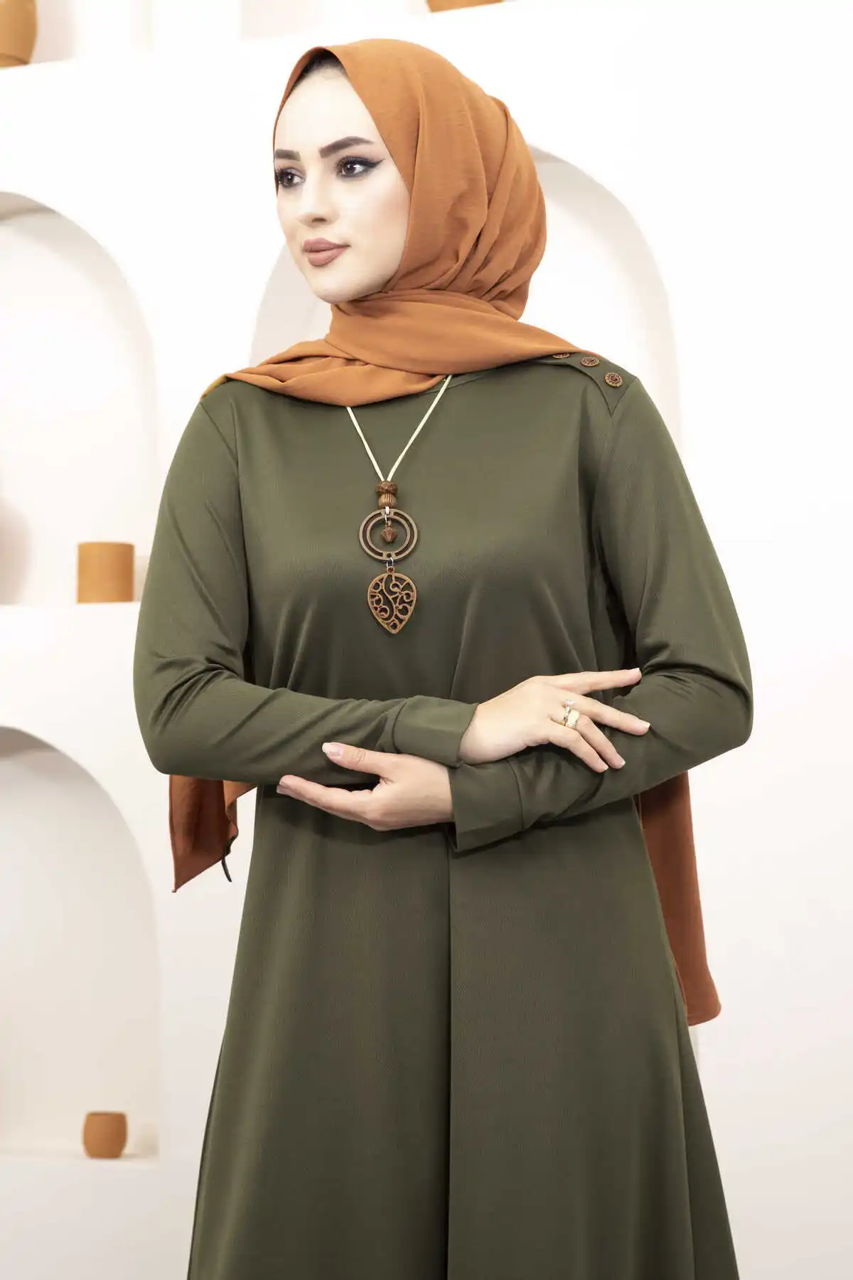 Button Detailed Hijab Set 2022 New Year Women Muslim Suit Sets Ladies Denim High Elastic Waist Pants Casual İslamic Turkey cloth