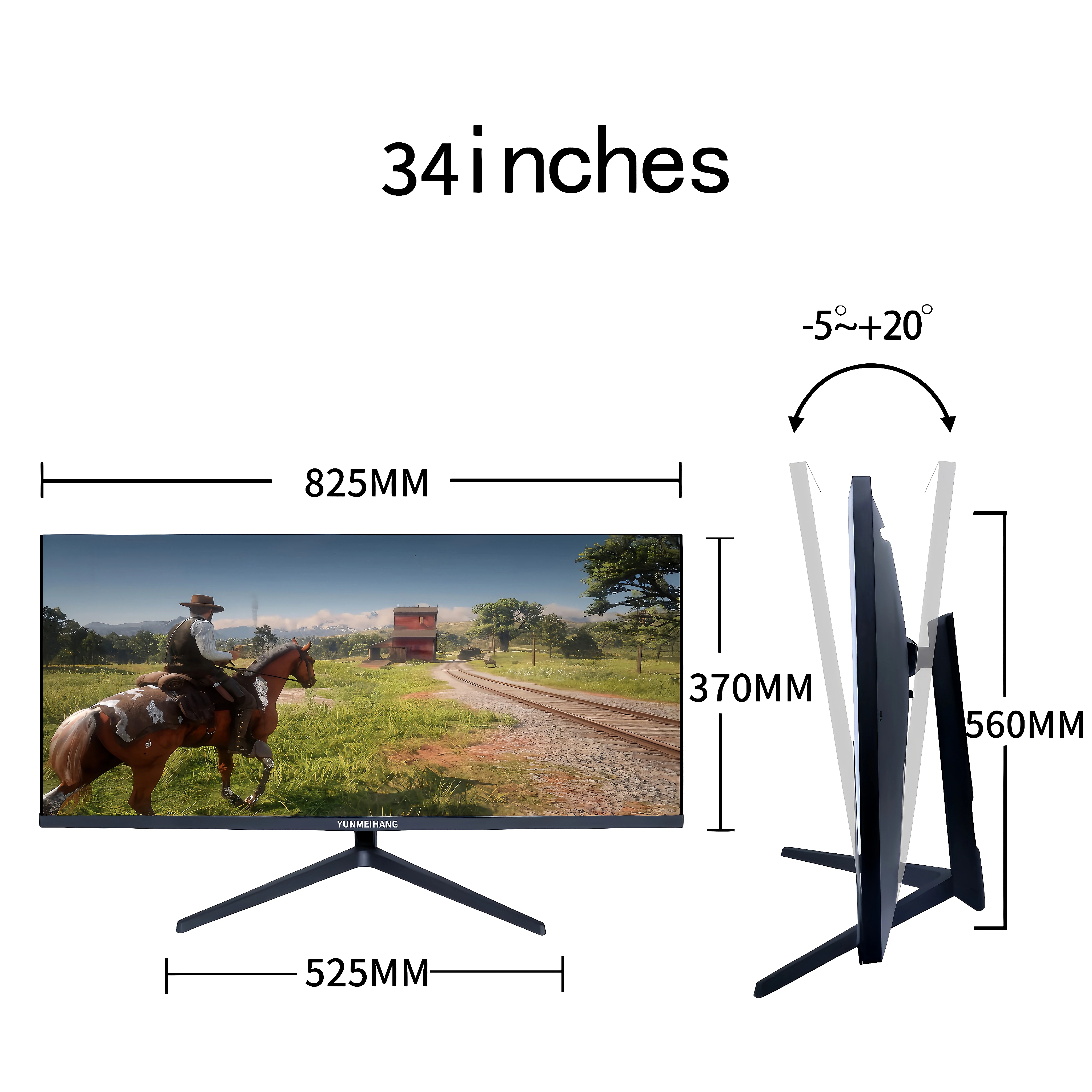 YUNMEIHANG 34&quot Монитор Игровой монитор с плоской панелью 165 Гц 4k без ободка черный