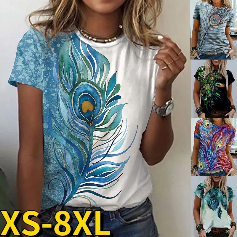 

2022 New Women Clothing Summer Vintage Printed Short-sleeved Fashion Crew-neck T-shirt Original Style Top Female Loose T-shirt