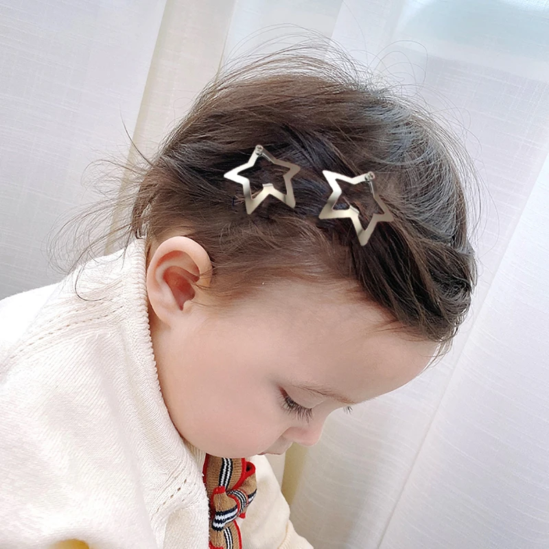 

50PCS 3cm Silver Star Hair Clips for Girls Filigree Star Metal Snap Clip Hairpins Barrettes Hair jewelry Nickle Free Lead Free