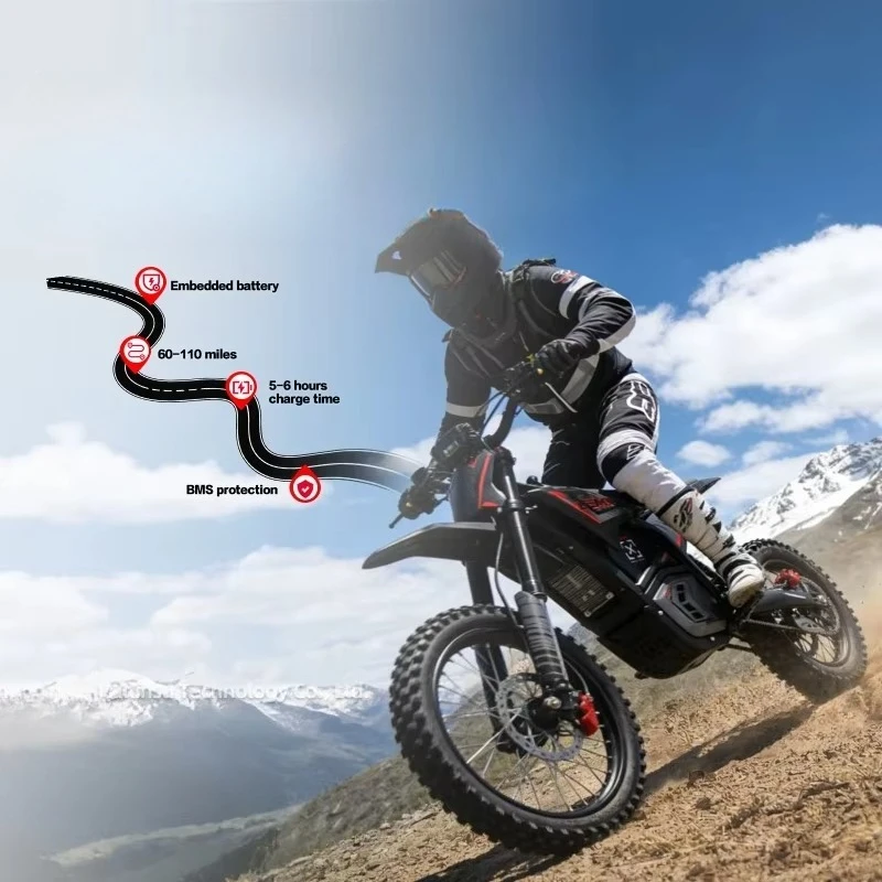 Фото Электромотоцикл QQW Valtinsu Em5 Dirk Bike с мотором 5600 Вт, скорость до 50 миль/ч, внедорожный электрический питбайк. №3