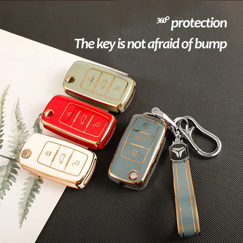 

Luxury Plating Car Key Case Cover For VW Volkswagen Polo Golf Passat Beetle Caddy Tiguan Skoda Octavia Kodiaq Seat Leon Altea