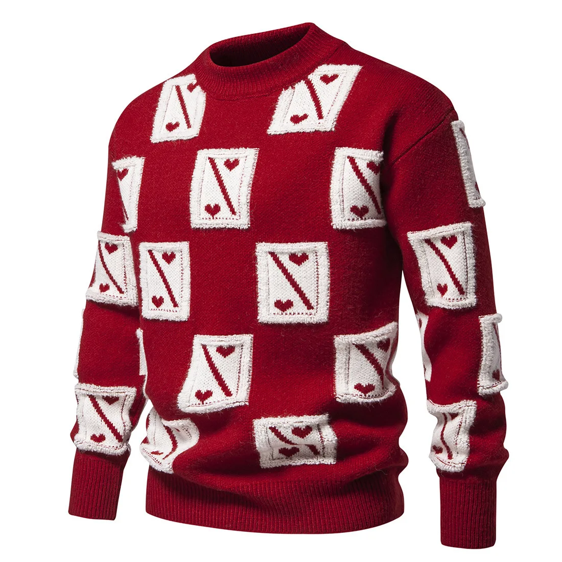 Мужской осенне-зимний новый модный клетчатый грунтовый трикотаж толстый