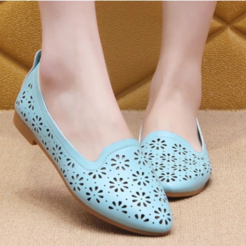 

2022 Style Women Flats Pointed Toe Cut-outs Loafers Hollow Out Slip on flat Shoes Women Sandals Ladies Shoe