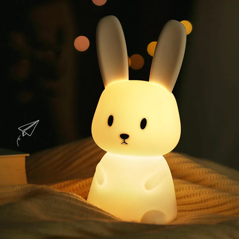

Silicone small night light USB charging colorful color changing timing night light children's rabbit led bedside sleeping light