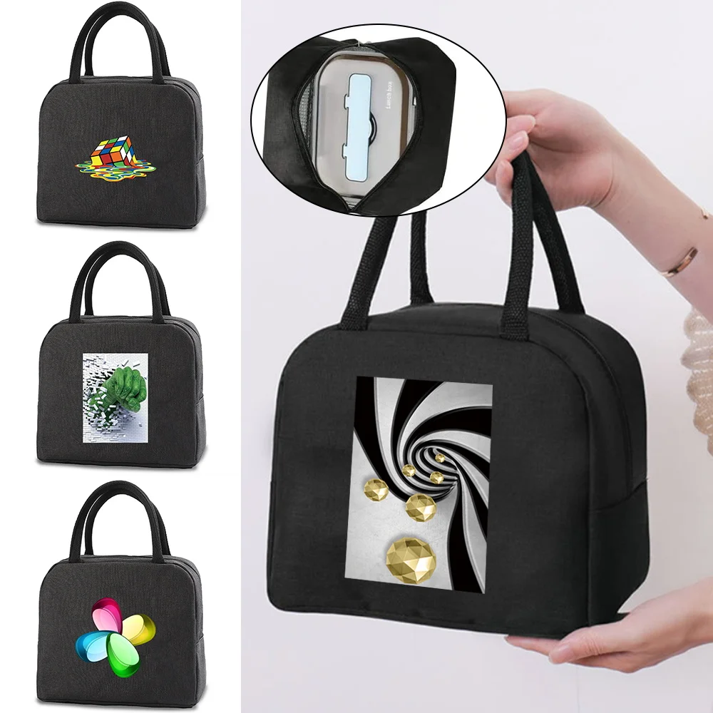 

Portable Insulated Warm Cooler Lunch Bag Isotherme Thermal Food Picnic Handbag for Women Kids Men 3D Print Thermo Bag Lunch Box