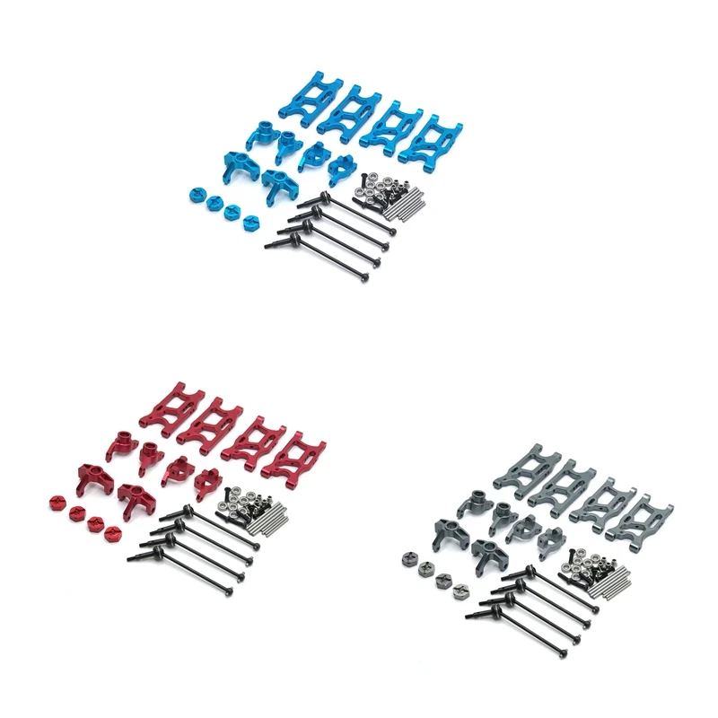 

-Metal Upgrade Parts Kit Suspension Arms Steering Knuckle For Wltoys 144001 124019 124018 LC Racing 1/14 RC Car