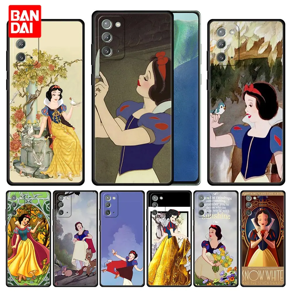

Disney Cartoon Princess Snow Case for Samsung Galaxy Note 20 10 9 8 S21 S20 FE Plus Ultra Lite 4G 5G Cover Capa Black Silicone