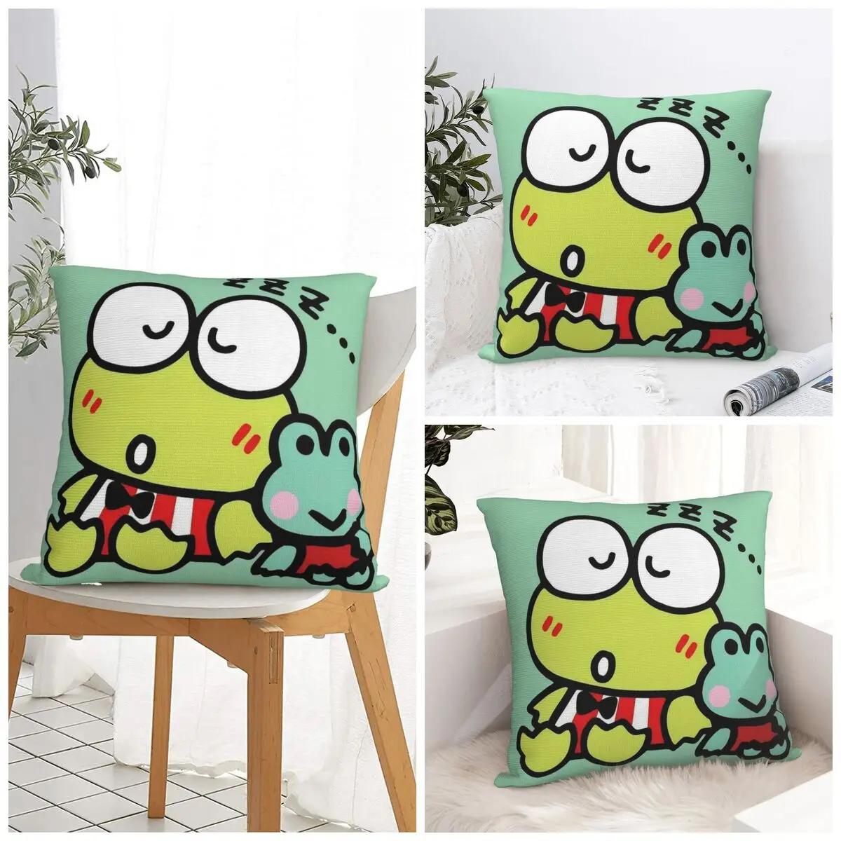 Фото Наволочка Keroppi Kerokero квадратная наволочка в стиле ретро, модная дизайнерская наволочка для дивана, автомобиля, домашний декор №1