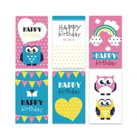 cute happy birthday sticker cartoon owl pattern pink for girl packaging seals label 25 100pcs toy gift wrapping decor stickers