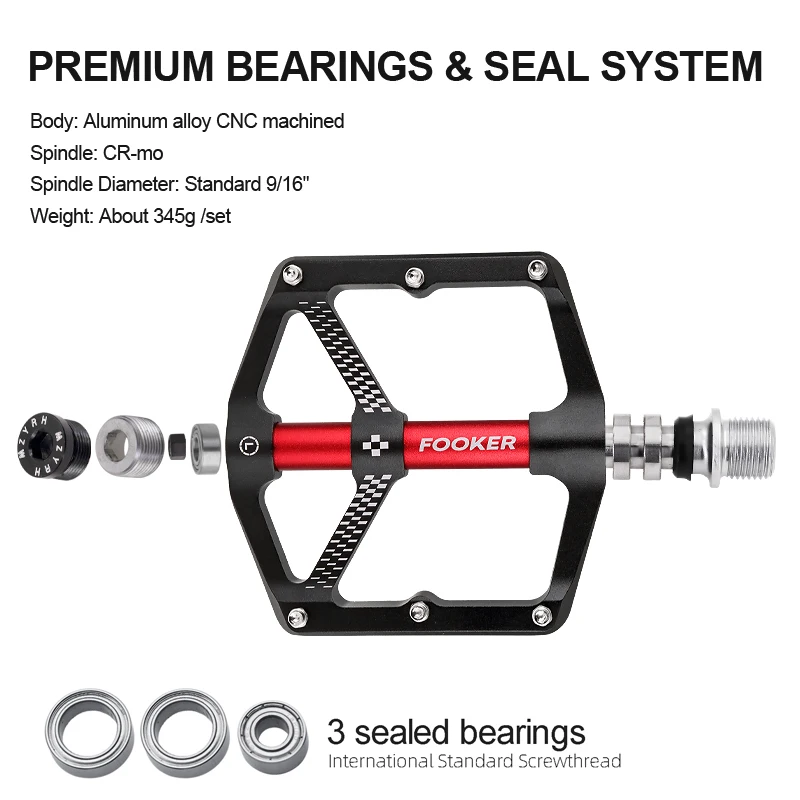 Велосипедные педали Fooker ультралегкие Нескользящие с 3 подшипниками ЧПУ для