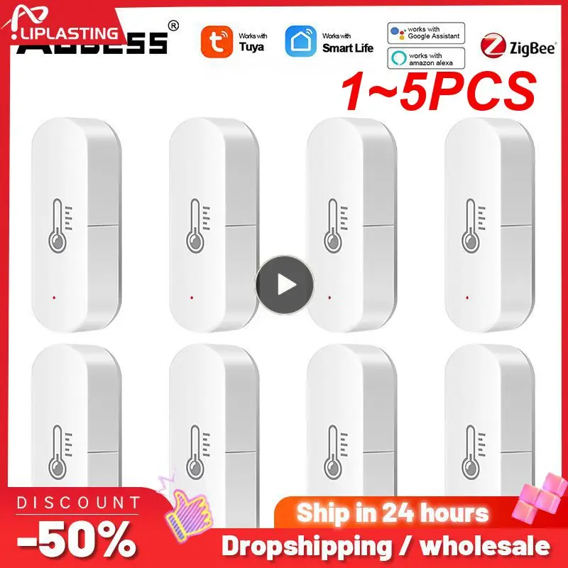 

1~5PCS Tuya WiFi Temperature Humidity Sensor Smart Life APP Monitor Smart Home Work With Alexa Google Home No Hub Required