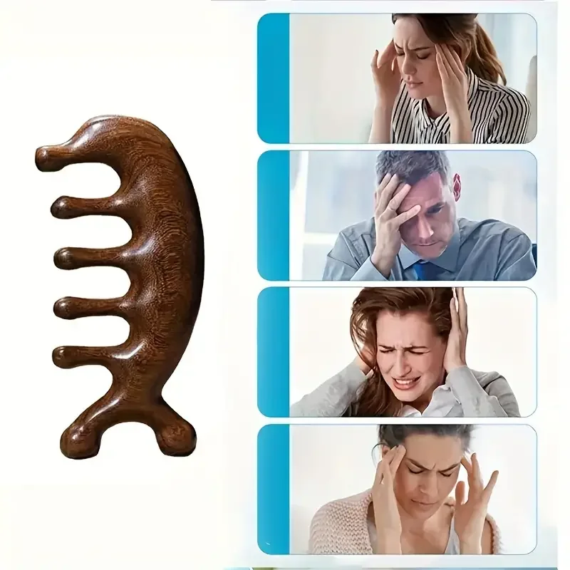 Деревянная массажная расческа для головы многофункциональная расслабляющая