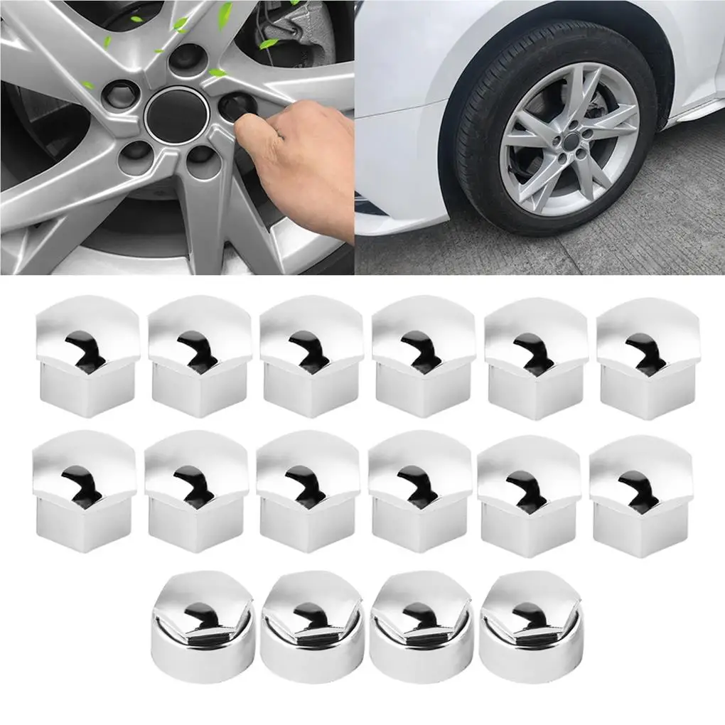 

20pcs Car Hub Bolt Dust Cover 17mm Nut Car Wheel Auto Hub Screw Protection Anti-theft Cover Cap for Audi Silver