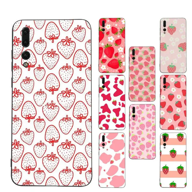 

Pink Strawberry Phone Case For Huawei P9 P30 lite p30 20 pro p40lite P30 Soft Silicone Capa
