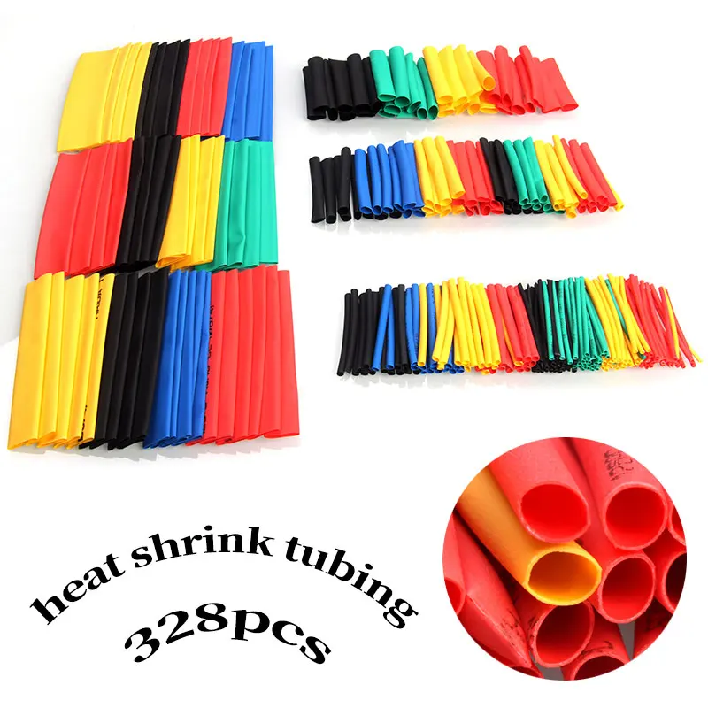 

328 PCS Polyolefin Shrinking Assorted Heat Shrink Tube Wire Cable Insulated Sleeving Tubing Set 2:1 Waterproof Pipe Sleeve