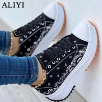 womens canvas shoes 2022 spring new low cut floral print ladies comfy casual platform shoes 35 43 large sized sport sneakers