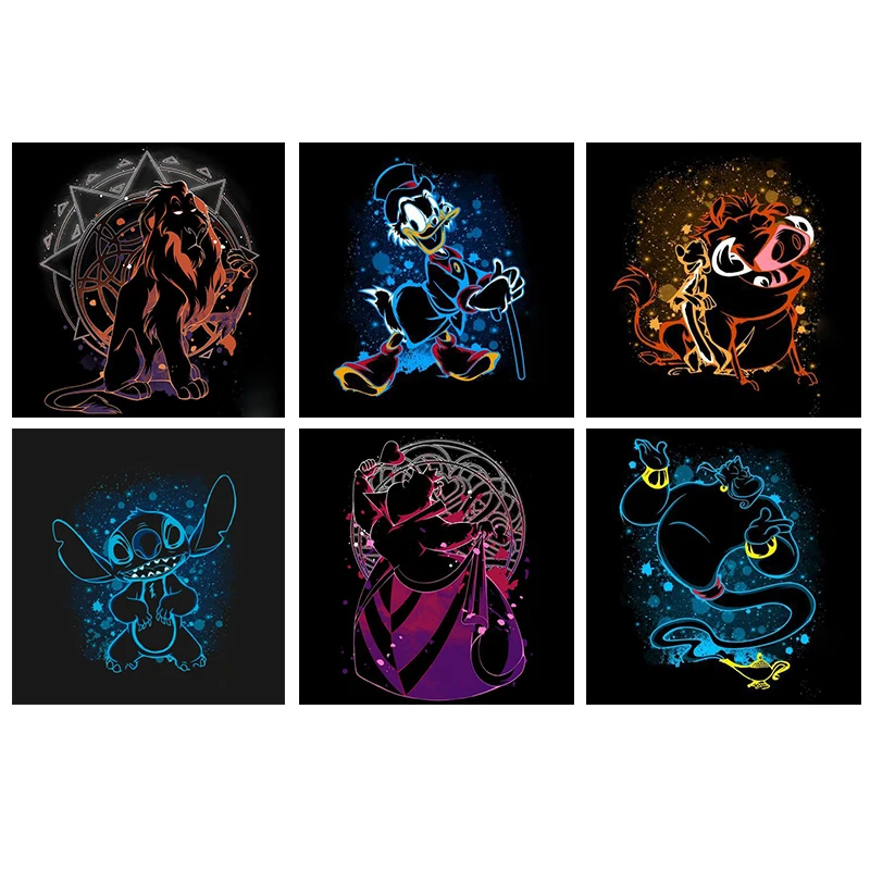 

5D Diamond Painting Black Art Disney Princess Stitch Mickey Beauty The Beast Queen Diamond Embroidery Mosaic Handmade Gift ll79